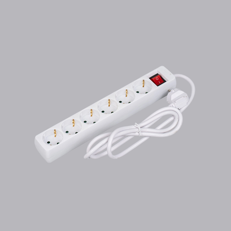 LOB-06K Filtro de energia de 6 vias tipo alemão retangular com interruptor Multi-Socket