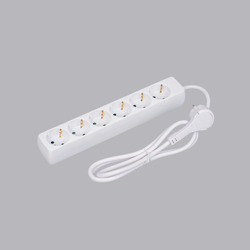 LOB-06L Filtro de energia de 6 vias tipo alemão retangular com anel de tração Multi-Socket