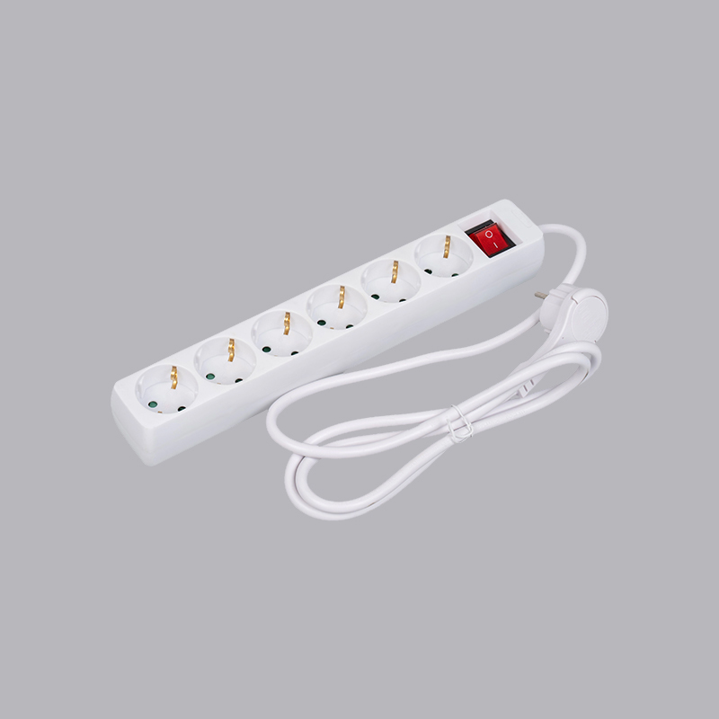 LOB-06KL Filtro de energia de 6 vias tipo alemão retangular com anel de tração e interruptor Multi-Socket