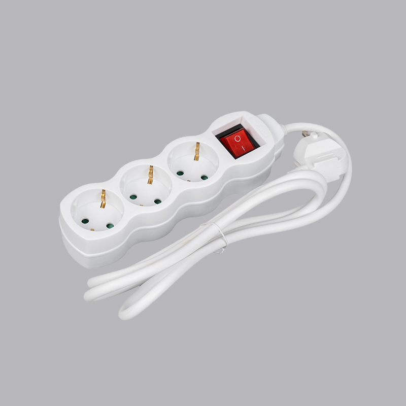 LOG-03K Filtro de energia de 3 vias tipo alemão em formato de cabaça com interruptor Multi-Socket