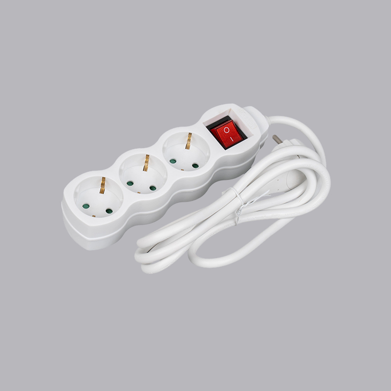 LOG-03KL Filtro de energia de 3 vias tipo alemão em forma de cabaça com anel de tração e interruptor Multi-Socket