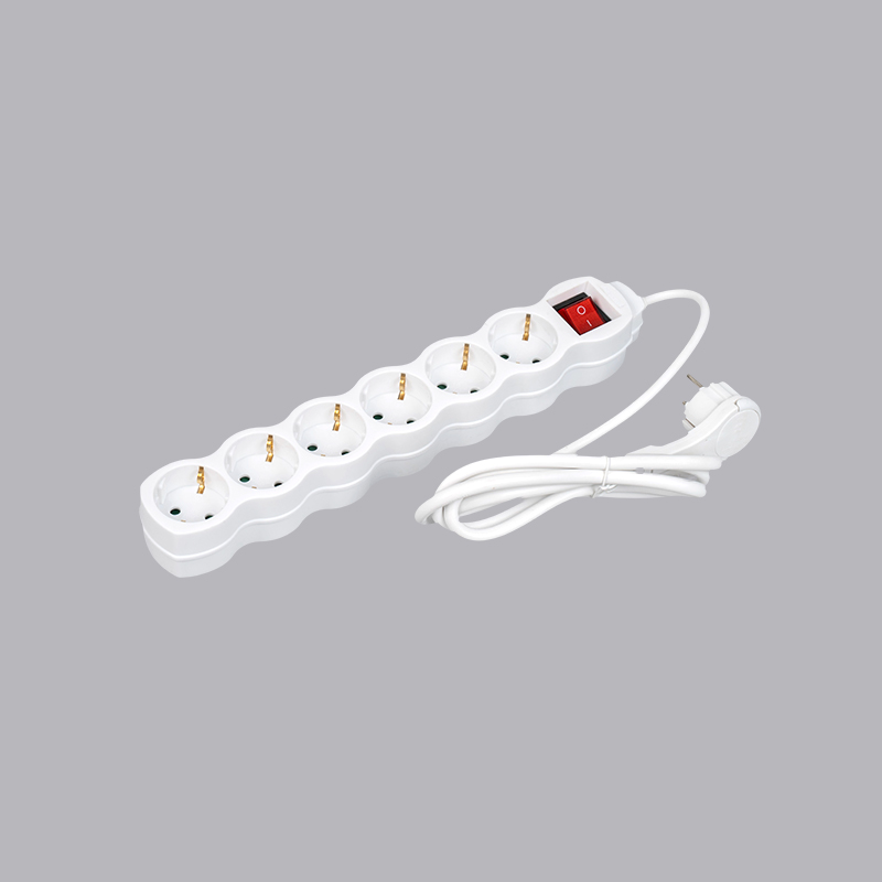 LOG-06KL Filtro de energia de 6 vias tipo alemão em forma de cabaça com anel de tração e interruptor Multi-Socket