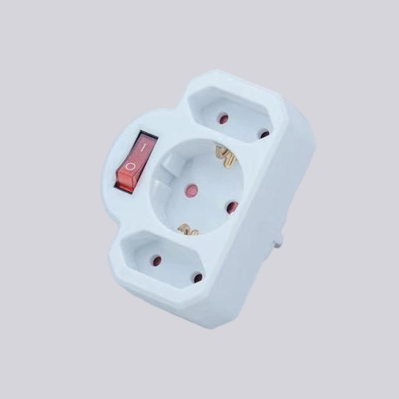 G01-01/2K tipo alemão um plugue redondo, dois plugues planos, com adaptador de interruptor